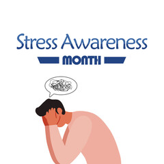 vector graphic of stress awareness month for stress awareness month celebration.