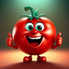 3D lustige Tomate Daumen hoch