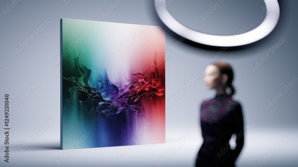 Poster abstract artwork with vibrant, multicolored paint strokes creating a dynamic, emotional visual exper