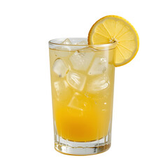 glass of lemonade with lemon isolated on transparent background 