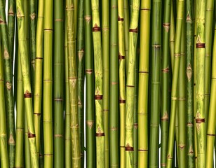 Obraz premium Detailed Close-Up of Natural Bamboo Stalks Texture with Vivid Green Shades in a Vertical Arrangement