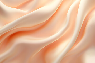 Obraz premium Luxurious abstract design with flowing satin-like curves in soft peach and cream tones, exuding elegance and warmth. Perfect for digital backdrops, creative projects, or modern designs.