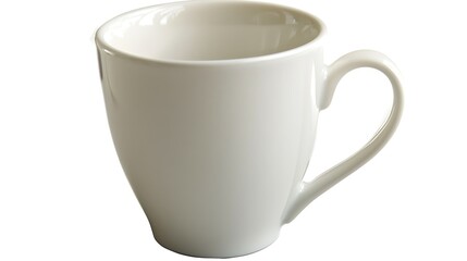 Obraz premium A single white coffee mug with a plain surface, perfectly centered on a white background, png style image 