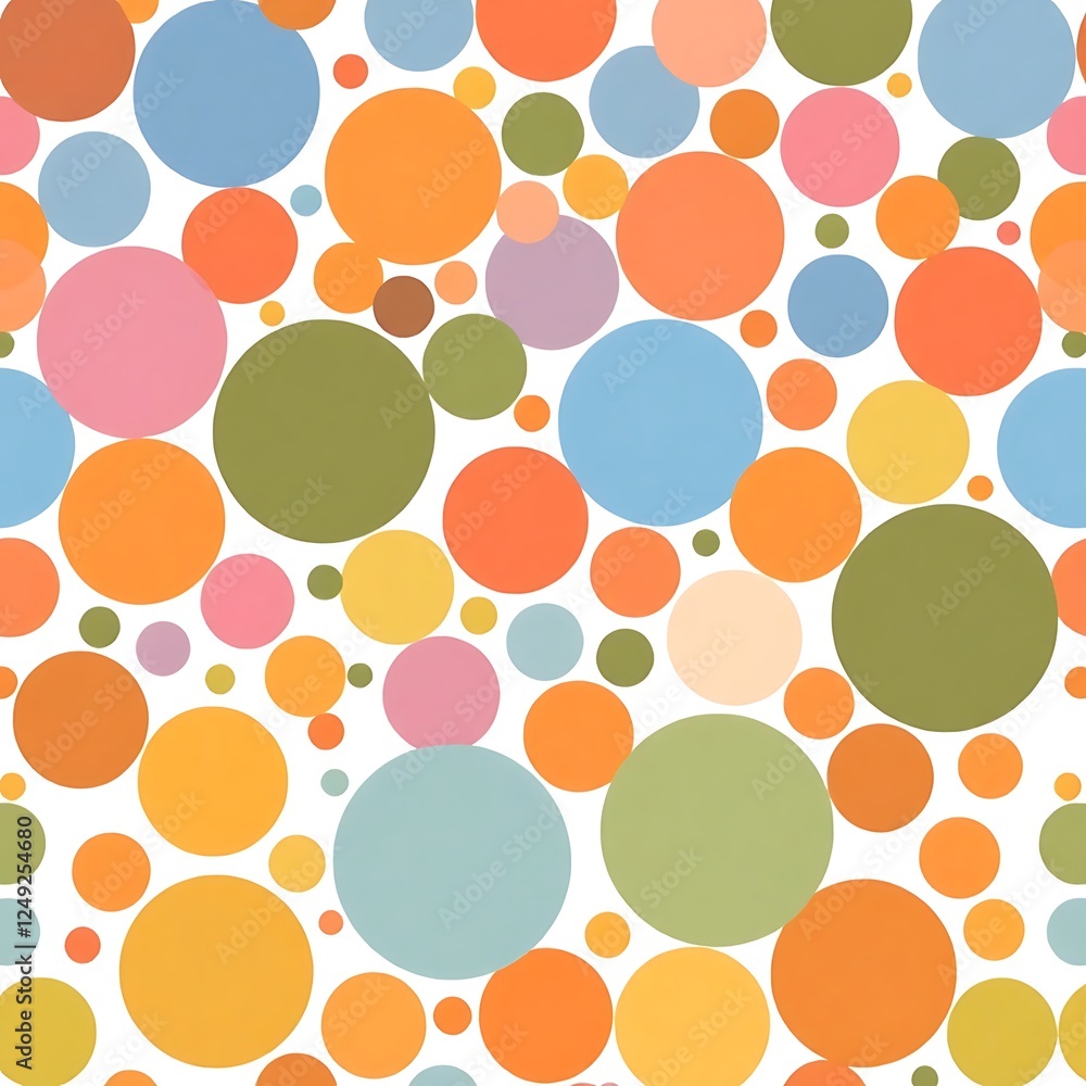 Poster colorful polka dot pattern: a vibrant and cheerful seamless pattern featuring an array of colorful p
