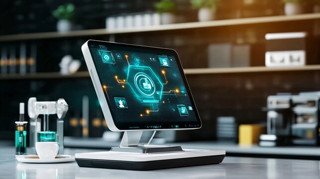 remote work lifestyles concept. Holographic display for remote work analytics