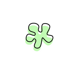 The vector illustration of green abstract, amoeba, virus, and puzzle shape