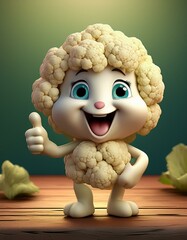 3D lustiger Blumenkohl Daumen hoch