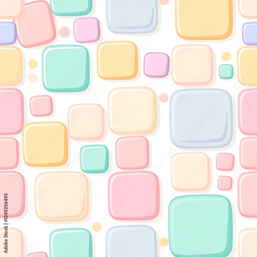 Poster pastel square seamless pattern: a cheerful and whimsical seamless pattern featuring a playful arrang