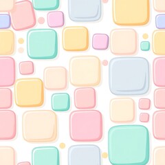 Pastel Square Seamless Pattern:  A cheerful and whimsical seamless pattern featuring a playful arrangement of pastel-colored squares, each with a subtle 3D effect.