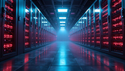 Connection network in servers data center room storage systems, Technology background, Business background