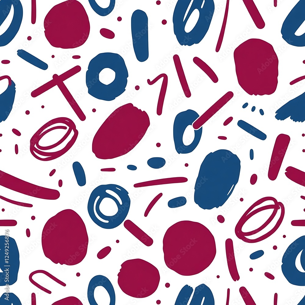Poster abstract seamless pattern: a vibrant and playful seamless pattern featuring bold, hand-drawn shapes 