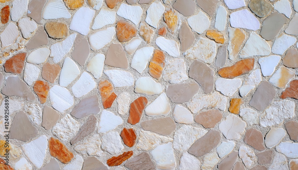 Aufkleber irregular stone wall texture with beige and orange tones, natural decorative background for rustic a