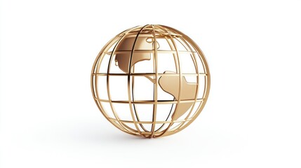 Gold globe in wire frame. Studio shot.  Possible use Presentation graphic