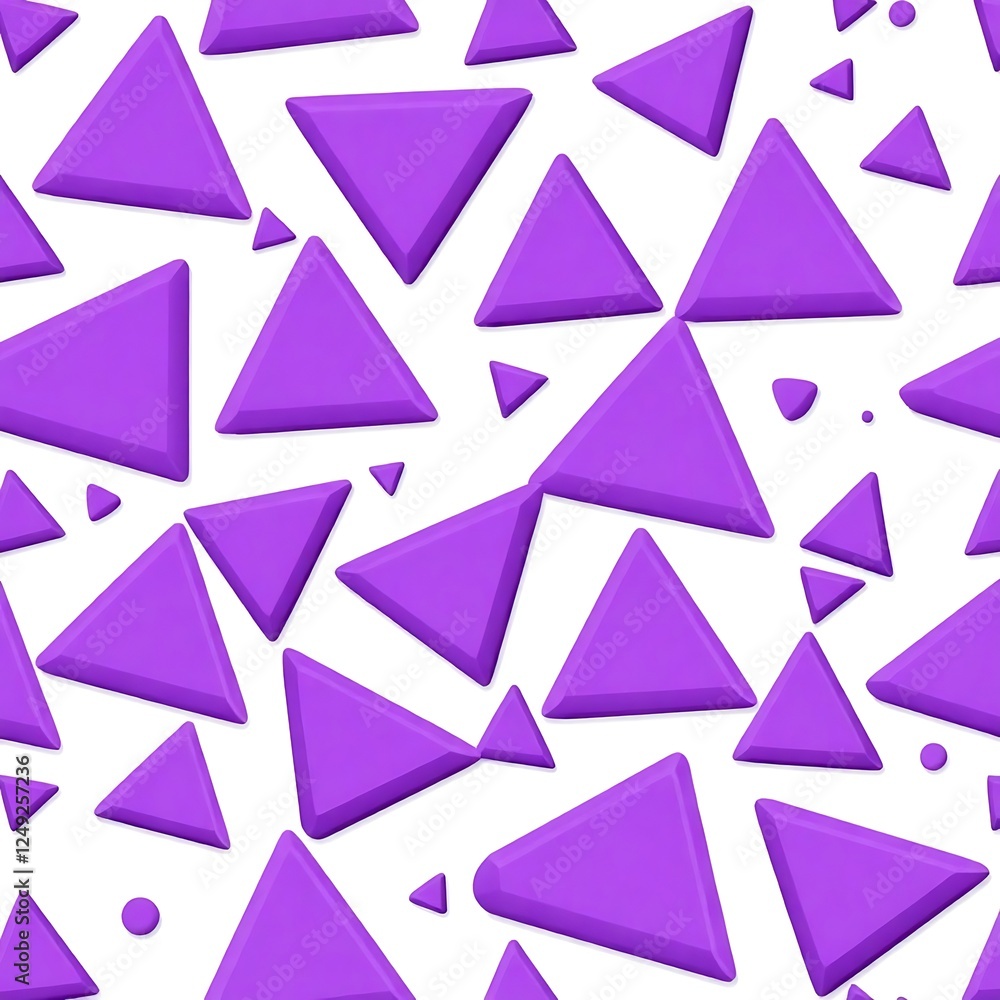 Poster purple 3d triangle pattern: a vibrant and playful seamless pattern featuring a collection of purple,