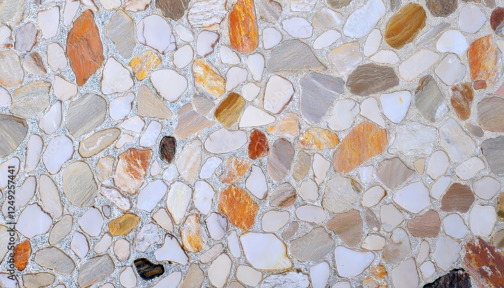 Poster irregular stone wall texture with beige and orange tones, natural decorative background for rustic a