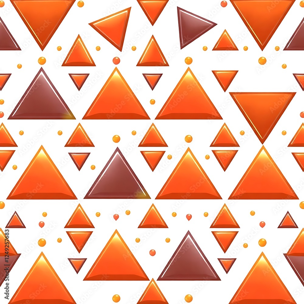 Poster abstract geometric triangle pattern: a vibrant seamless pattern featuring glossy orange and brown tr