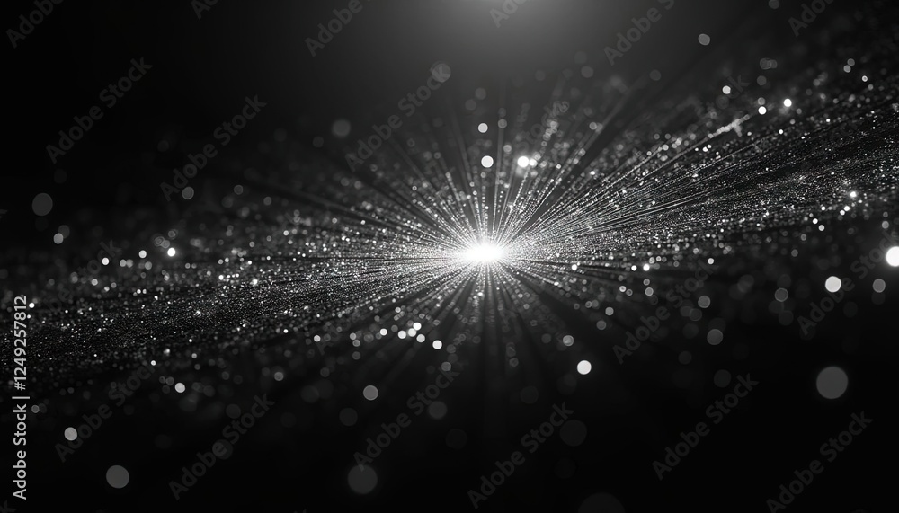 Poster Futuristic light beams and glowing trails in motion creating a tunnel effect with speed lines