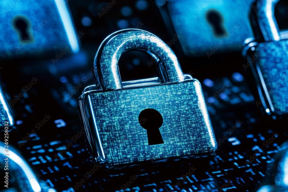 Aufkleber digital security concept with locks on abstract data background