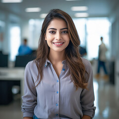 Fototapeta premium young indian businesswoman standing at corporate office