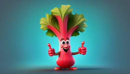 Lustiger Rhabarber Daumen hoch