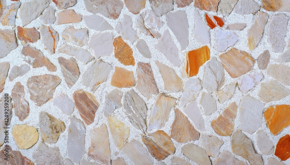 Poster irregular stone wall texture with beige and orange tones, natural decorative background for rustic a