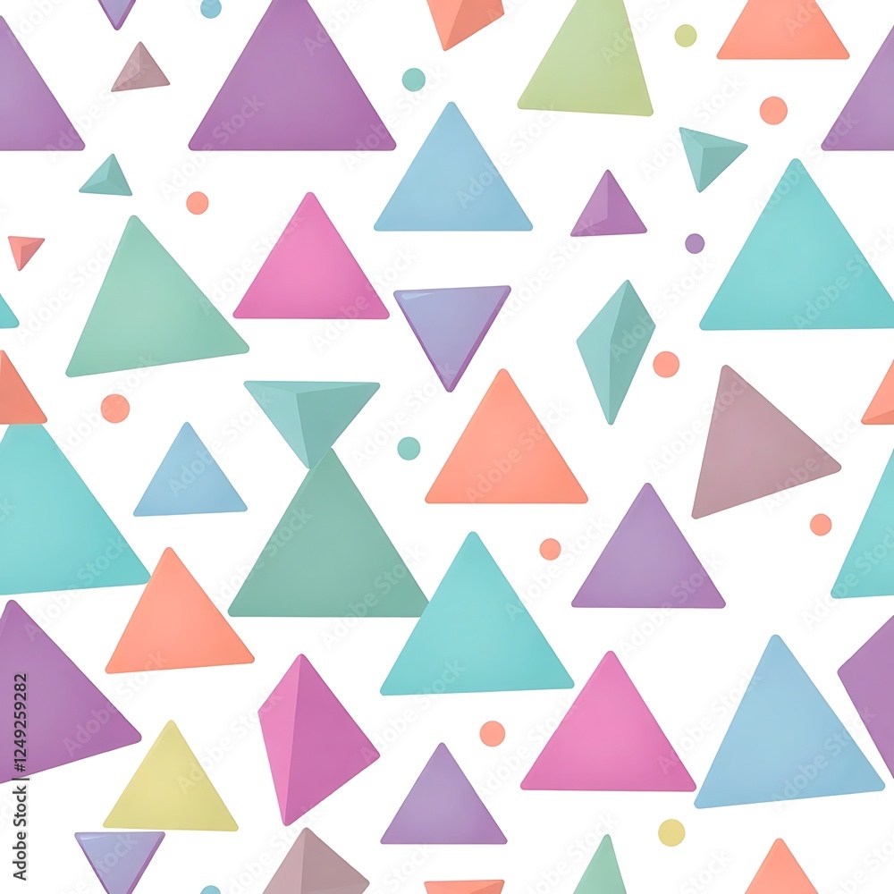 Poster pastel geometric triangle pattern: a cheerful and vibrant seamless pattern featuring pastel-colored 
