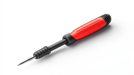 Fototapeta premium Close-up View of a Red and Black Screwdriver with a Comfortable Grip on a White Background