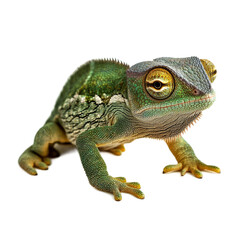 Obraz premium Green Chameleon on White Background