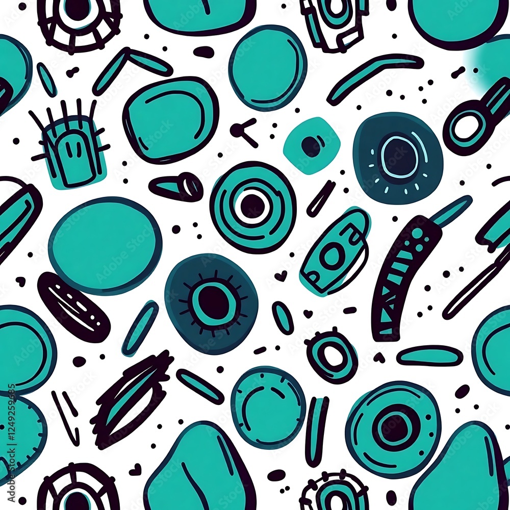 Poster abstract teal and black pattern: a bold and vibrant abstract pattern features a playful arrangement 