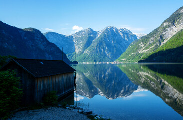 Mountains reflected in morning in the lake , Austria