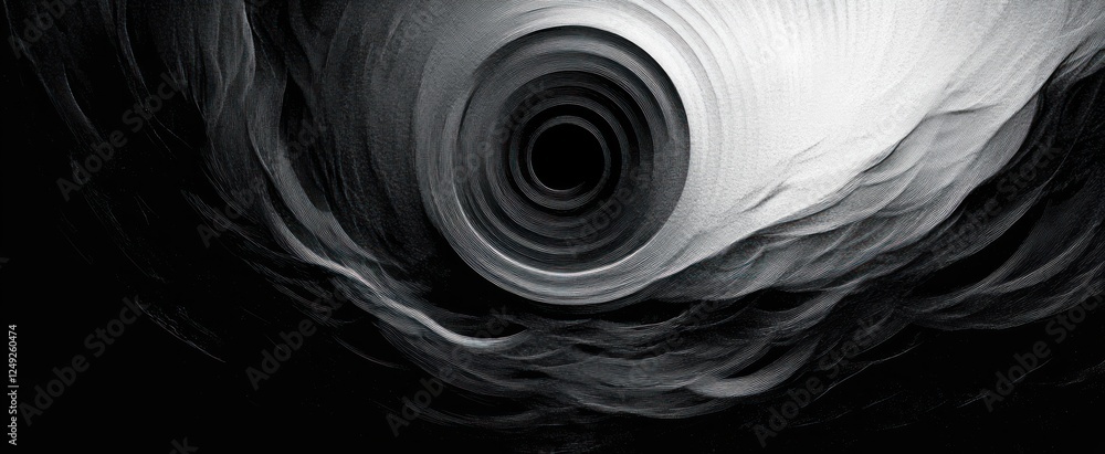 Poster abstract black and white swirling circular patterns high contrast design dynamic textured background