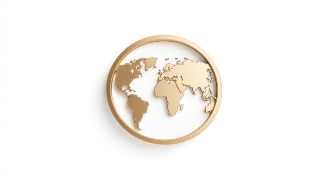 Fototapeta Golden world map graphic, isolated, design element, use for education, travel, global business, or digital art