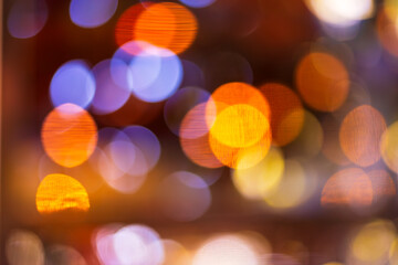 Orange bokeh lights background,Blurred orange bokeh background. Blur abstract background of urban...