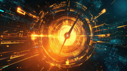 High-Tech Cyber Clock with Futuristic Interface