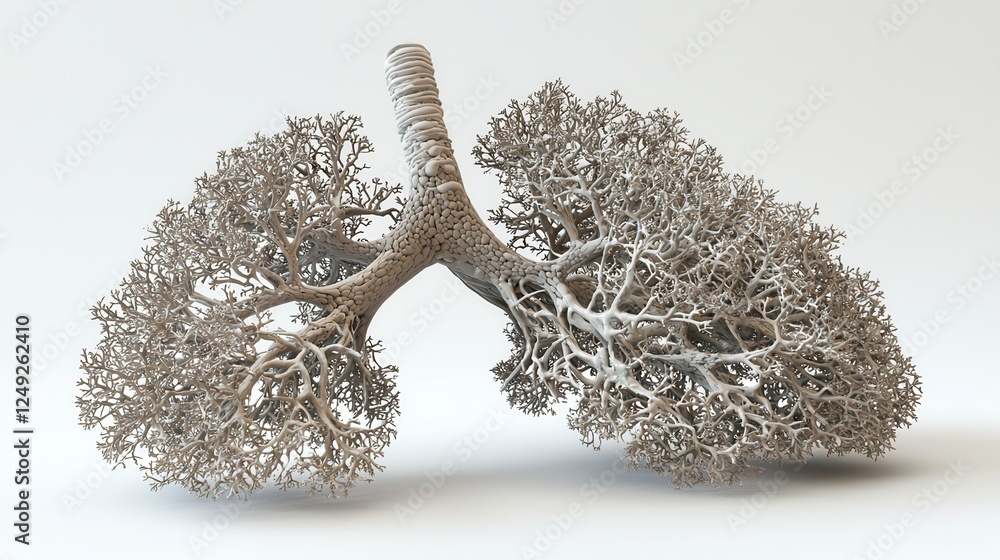 Poster intricate 3d representation of human lungs showcasing detailed branching structure and textural char