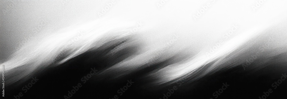 Poster high contrast black and white abstract expressionism soft focus dynamic composition ethereal atmosph