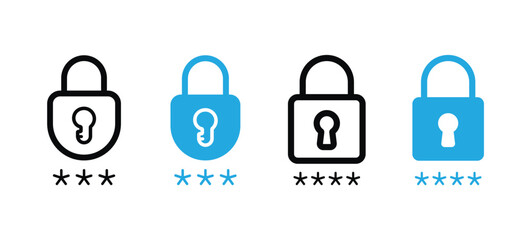 Cyber data security lock and password icons padlock safety and cyber protection