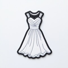 Elegant embroidered bride dress patch on soft white background