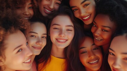 Obraz premium A vibrant group of cheerful young women looking at the camera with genuine happiness