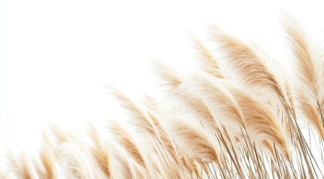 illustration of pampas grass in the foreground and with a clean white background.