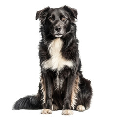 Fototapeta premium Border Collie Dog Sitting on White Background