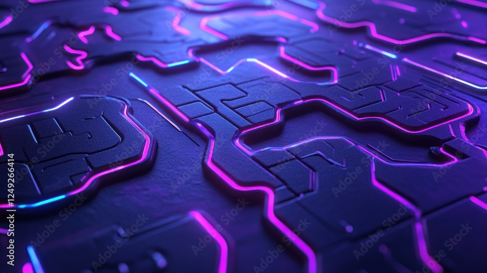 Poster futuristic technology surface with glowing lines and intricate patterns