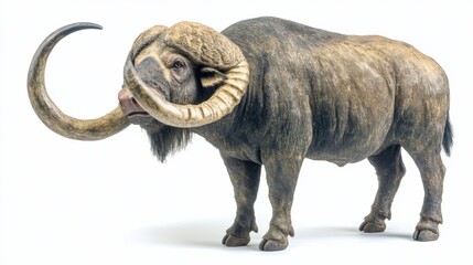 Detailed Reconstruction of a Prehistoric Mammoth with Curved Tusks
