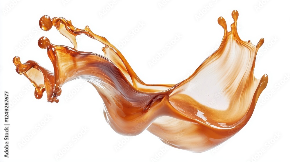 Poster dynamic liquid splash in warm brown color captured in motion for artistic and creative visual effect