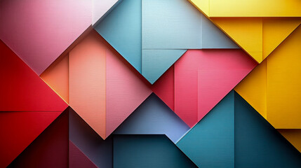 Obraz premium Colorful pattern of overlapping triangles creates a visually striking geometric design suitable for modern decor