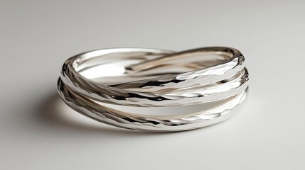 Naklejka premium Elegant Silver Ring Featuring Intricate Wavy Pattern Showcasing Fine Craftsmanship and Unique Design Perfect for Fashion Enthusiasts and Jewelry Collectors Seeking Timeless Accessories