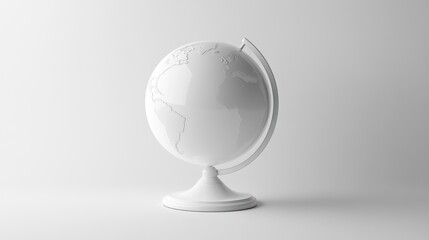 White globe, minimalist, educational, 3d rendering, study aid
