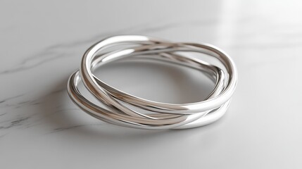 Fototapeta premium Elegant Silver Ring Placed on a Polished Marble Surface Showcasing Its Shiny Texture and Intricate Design Highlighting the Beauty of Jewelry Art and Craftsmanship in a Minimalist Setting