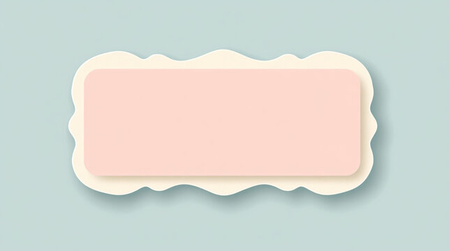 A simple and elegant pastel pink nameplate with a soft wavy border placed on a light blue background creating a refined modern design
