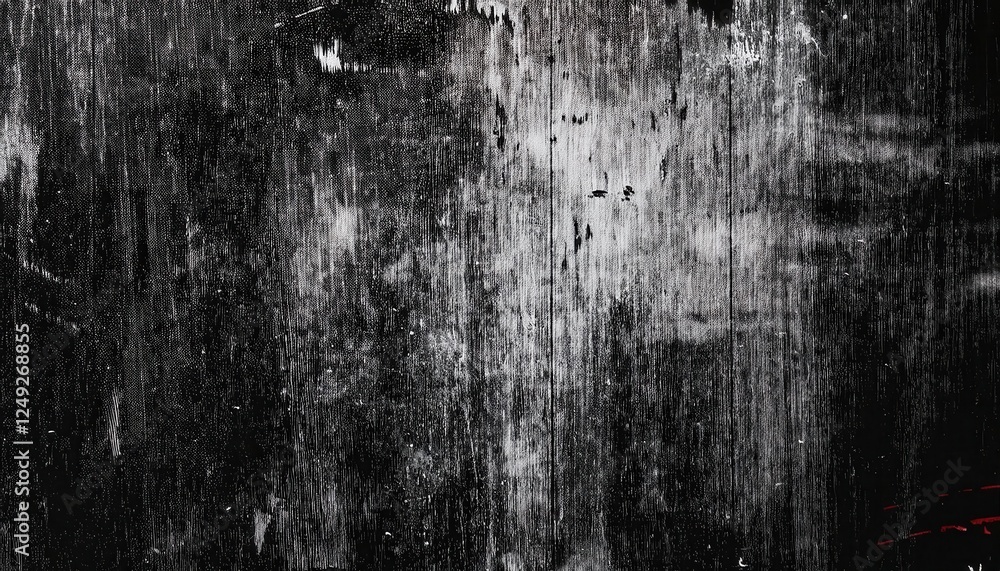 Poster weathered black and white grunge texture with vertical brush streaks and distressed surface for abst